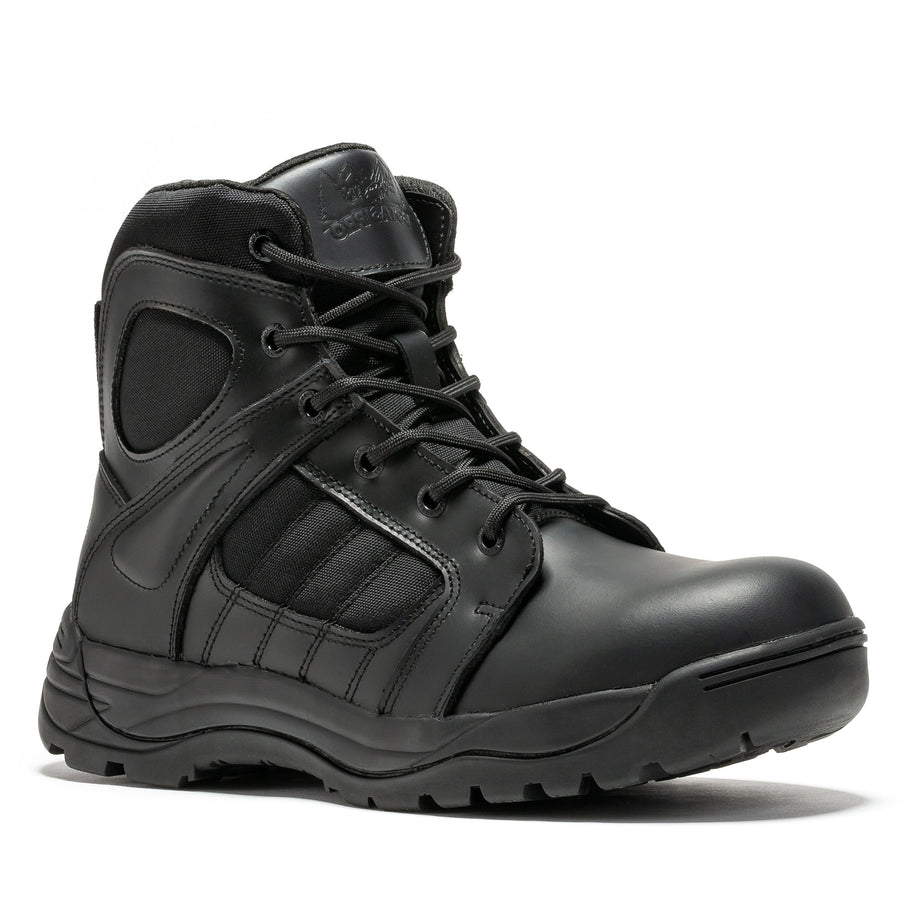 Rock Rooster Footwear Botas Pro Black Men's 6 inch Side Zipper Rubber Sole Tactical Boots BMP111BK