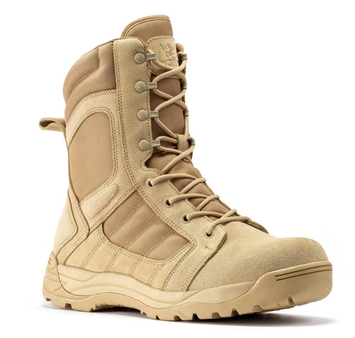 Rock Rooster Footwear Botas Pro Sand Men's 8 inch Side Zipper Rubber Sole Tactical Boots BMP110SD