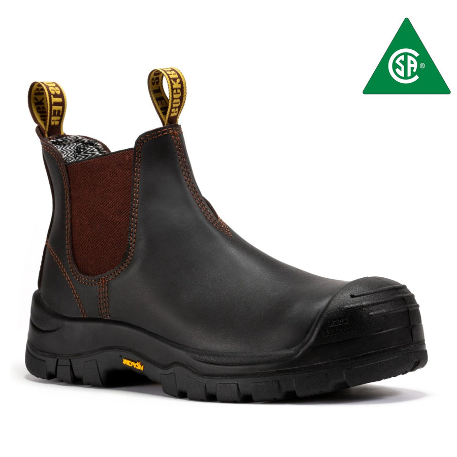 Rock Rooster Footwear ROCKROOSTER Beaufort Men's Dark Brown 6 inch Composite Toe Pull-on Leather Work Boots VAK631