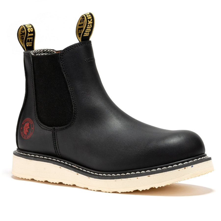 Rock Rooster Footwear ROCKROOSTER Capitola Men's 6 inch Black Steel Toe Wedge Work Boots SAP101