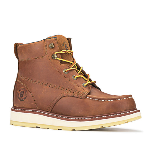 Rock Rooster Footwear ROCKROOSTER Edgewood Men's 6 inch Brown soft toe wedge work boots AP838