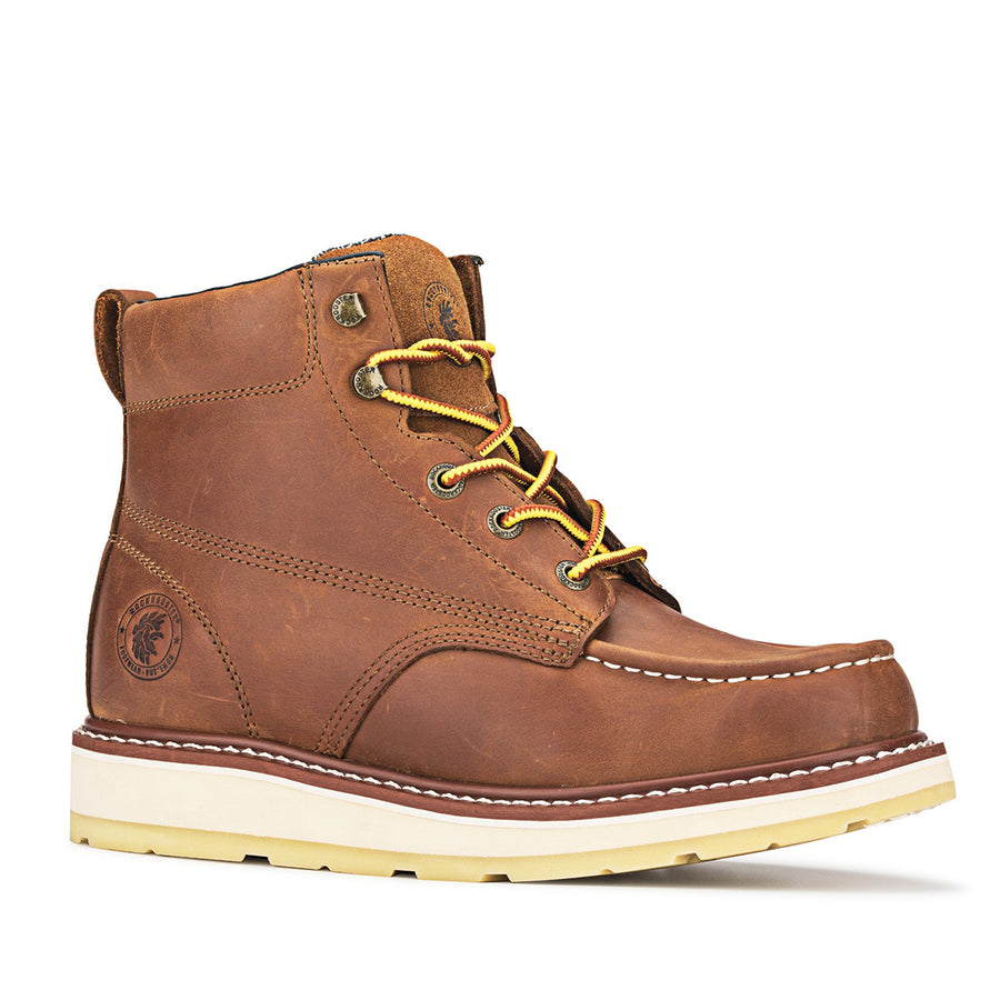 Rock Rooster Footwear ROCKROOSTER Edgewood Men's 6 inch Brown soft toe wedge work boots AP838