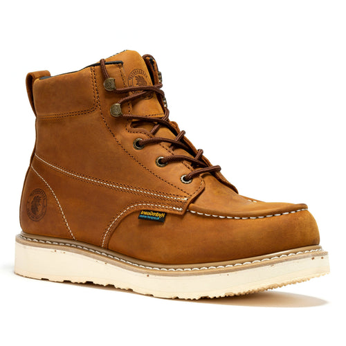Rock Rooster Footwear ROCKROOSTER Edgewood Men's 6 inch Brown steel toe waterproof wedge work boots SAP858