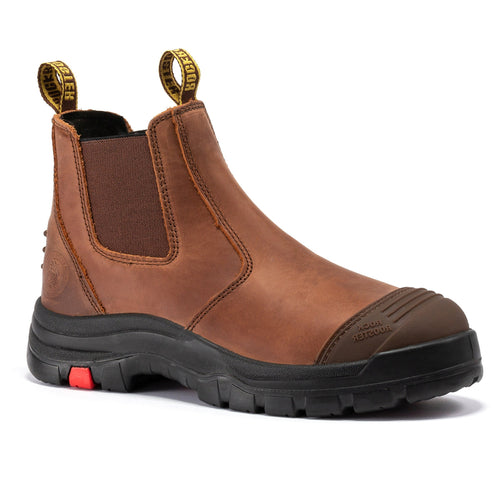 Rock Rooster Footwear ROCKROOSTER Gammon Brown 6 inch Pull-on Steel Toe Leather Work Boots AK224ST