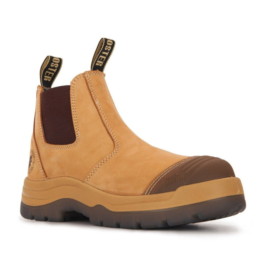 Rock Rooster Footwear ROCKROOSTER Gammon Tan 6 inch Slip On Leather Work Boots AK222