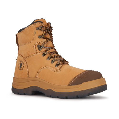 Rock Rooster Footwear ROCKROOSTER Kimberly Tan 7 inch Zip-sided Steel Toe Leather Work Boots AK232Z
