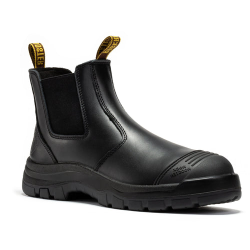 Rock Rooster Footwear ROCKROOSTER Lumen Black 6 inch Pull on Leather Work Boots AK227NT