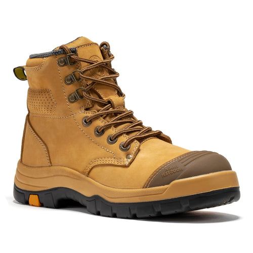 Rock Rooster Footwear ROCKROOSTER Madison Tan 6 inch Zip-sided Steel Toe Leather Work Boots AK052