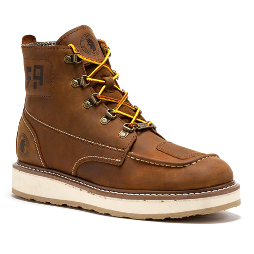 Rock Rooster Footwear ROCKROOSTER Magnolia Men's 6 inch Brown Zip Sided Soft Toe Wedge Work Boots SAP309
