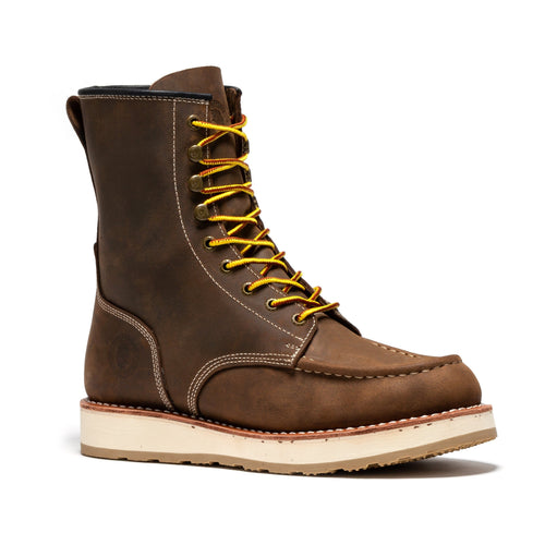 Rock Rooster Footwear ROCKROOSTER Mantua Men's 8 inch Dark Brown Soft Toe Wedge Work Boots SAP308