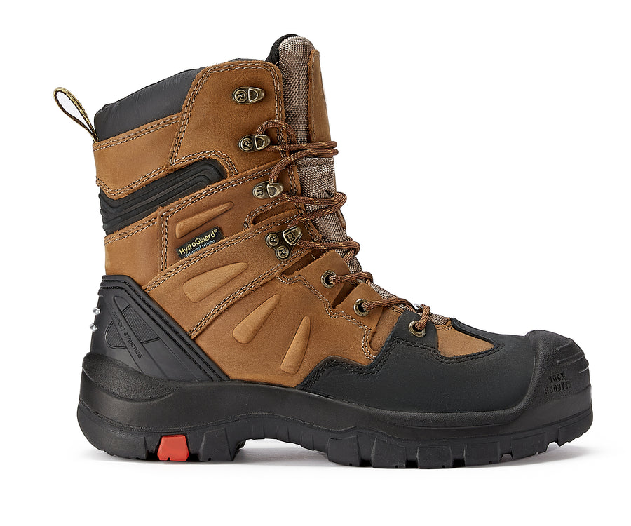 Rock Rooster Footwear ROCKROOSTER Woodland Men's 8 inch Brown Work Boots, Composite Toe, Slip Resistant, Electrical Hazard Protection, Rubber outsole AK869