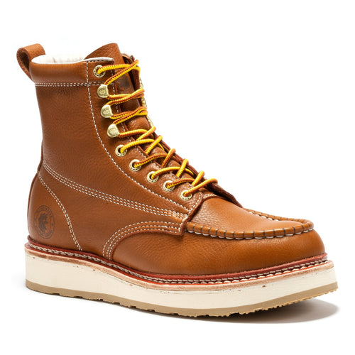 Rock Rooster Footwear ROCKROOSTER Norwood Men's 6 inch Brown Soft Toe Wedge Work Boots SAP611