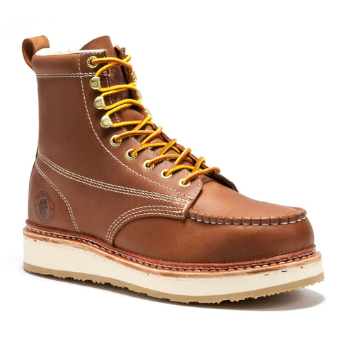 Rock Rooster Footwear ROCKROOSTER Norwood Men's 6 inch Brown Steel Toe Wedge Work Boots SAP621