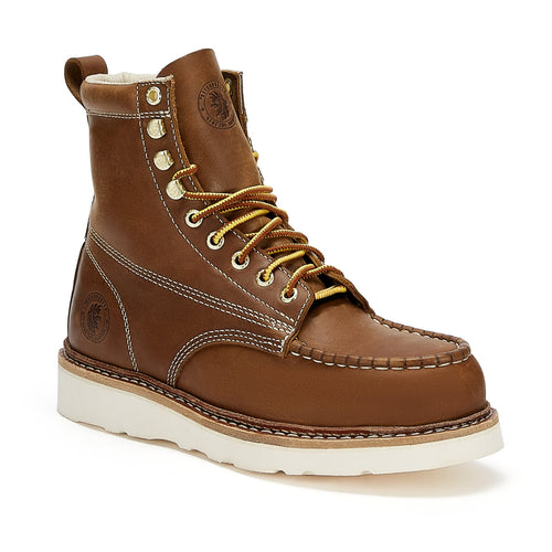 Rock Rooster Footwear ROCKROOSTER Norwood Men's 6 inch Brown steel toe wedge work boots with Vibram® Outsole VAP621