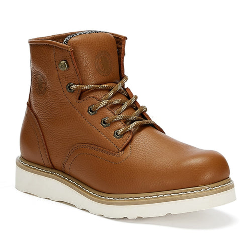 Rock Rooster Footwear ROCKROOSTER Roberta Men's Safety Water Resistant Tan Leather Wedge Work Boots with Vibram® Outsole VAP615