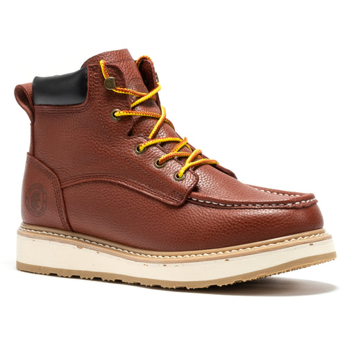 Rock Rooster Footwear ROCKROOSTER Walker Men's 6 Inch Brown Soft Toe Wedge Work Boots SAP360