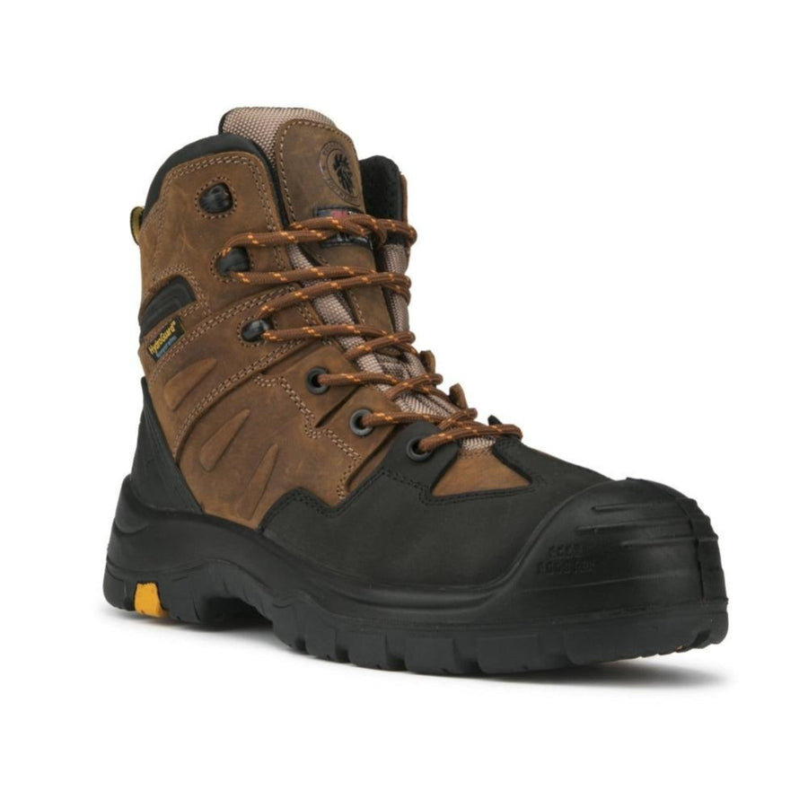 Rock Rooster Footwear ROCKROOSTER Woodland Brown 6 inch Waterproof Safety Toe Leather Work Boots AK669