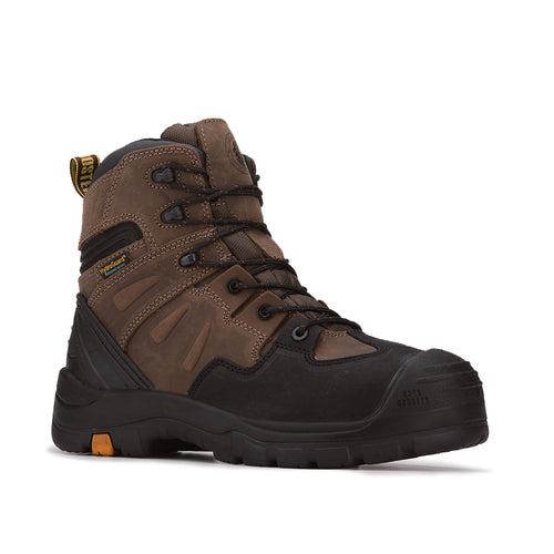 Rock Rooster Footwear ROCKROOSTER Woodland Dark Brown 6 inch Waterproof Soft Toe Leather Work Boots AK639