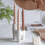 Roomtery Abstract Triple Ceramic Candle Holder, view 2