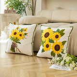 Roomtery Aesthetic Sunflowers Embroidered Cushion Cover, view 5