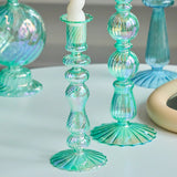 Roomtery Aqua Blue Glass Candle Holder, view 2