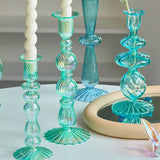 Roomtery Aqua Blue Glass Candle Holder, view 3