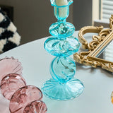 Roomtery Aqua Blue Glass Candle Holder, view 5