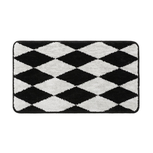 Roomtery B&W Argyle Print Accent Rug