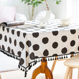 Roomtery B&W Polka Dot Tablecloth, view 3