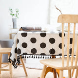 Roomtery B&W Polka Dot Tablecloth, view 4
