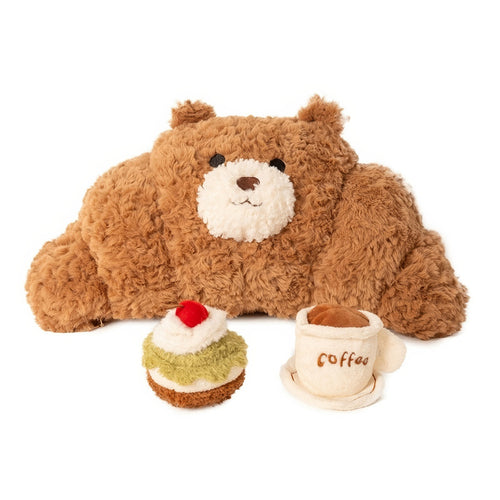 Roomtery Bear-Croissant with Coffee & Cake Plush Toy