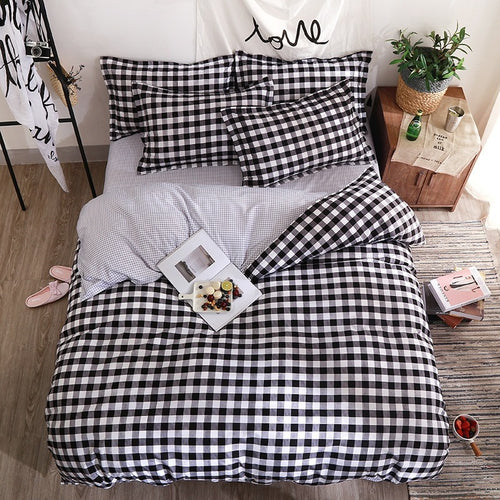 Roomtery Black Plaid Bedding Set
