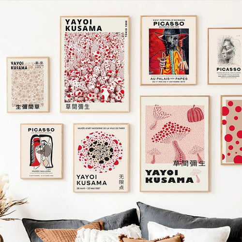 Roomtery Black & Red Dotted Art Gallery Wall Canvas Posters