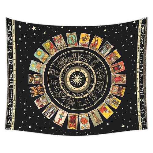 Roomtery Black Tarot Cards Mandala Tapestry
