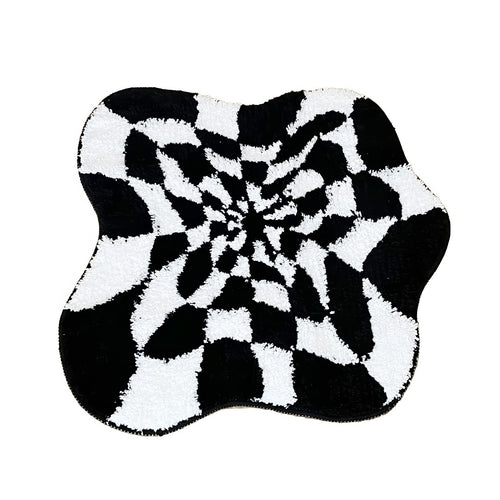 Roomtery Black & White Checkered Blob Rug