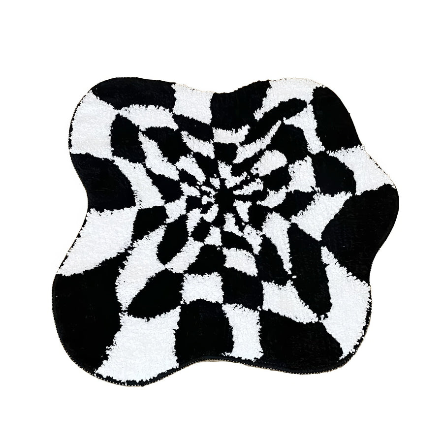 Roomtery Black & White Checkered Blob Rug