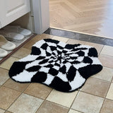 Roomtery Black & White Checkered Blob Rug, view 4