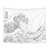 Roomtery Black & White Kanagawa Wave Tapestry, view 2