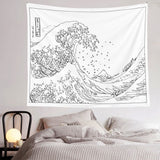 Roomtery Black & White Kanagawa Wave Tapestry, view 4