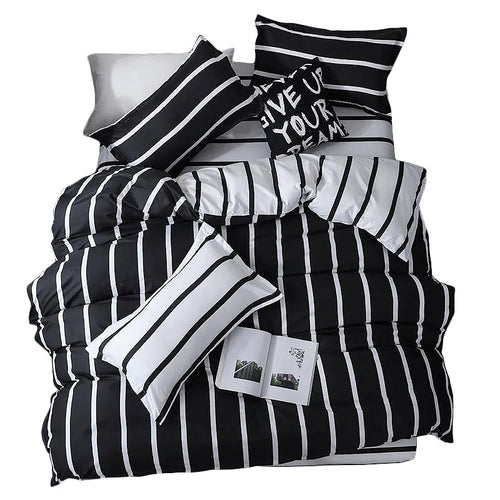 Roomtery Black & White Striped Bedding Set