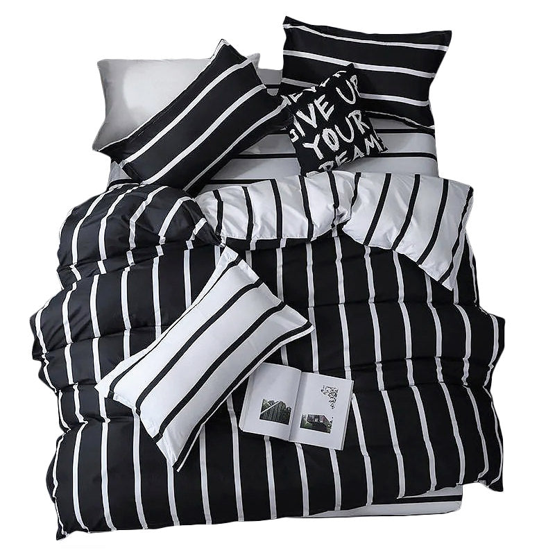 Roomtery Black & White Striped Bedding Set