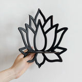 Roomtery Black Wooden Lotus Corner Wall Shelf, view 4
