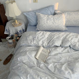 Roomtery Blue Floral Line Art Bedding Duvet Cover Set, view 2
