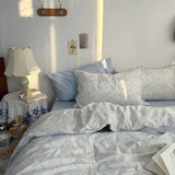 Roomtery Blue Floral Line Art Bedding Duvet Cover Set, view 3