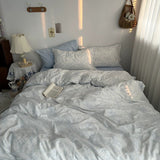 Roomtery Blue Floral Line Art Bedding Duvet Cover Set, view 4