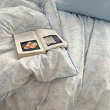 Roomtery Blue Floral Line Art Bedding Duvet Cover Set, view 5