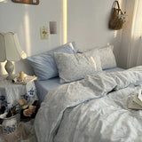 Roomtery Blue Floral Line Art Bedding Duvet Cover Set, view 6