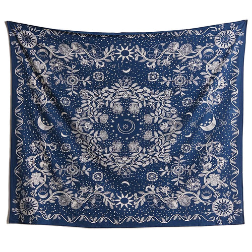 Roomtery Blue Moon Floral Mandala Tapestry
