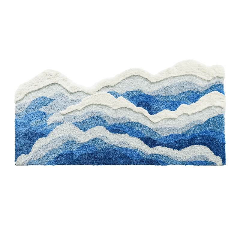 Roomtery Blue Sea Waves Bedside Accent Rug