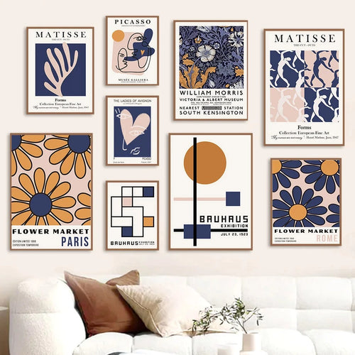 Roomtery Blue & Yellow Themed Art Gallery Wall Canvas Posters